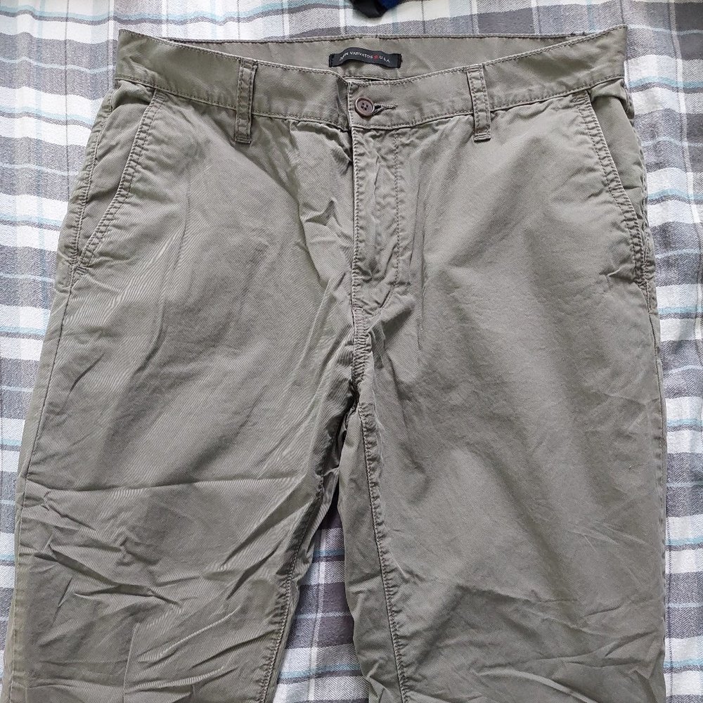 John Varvatos Men's Size 34 Olive Green Cotton Pants